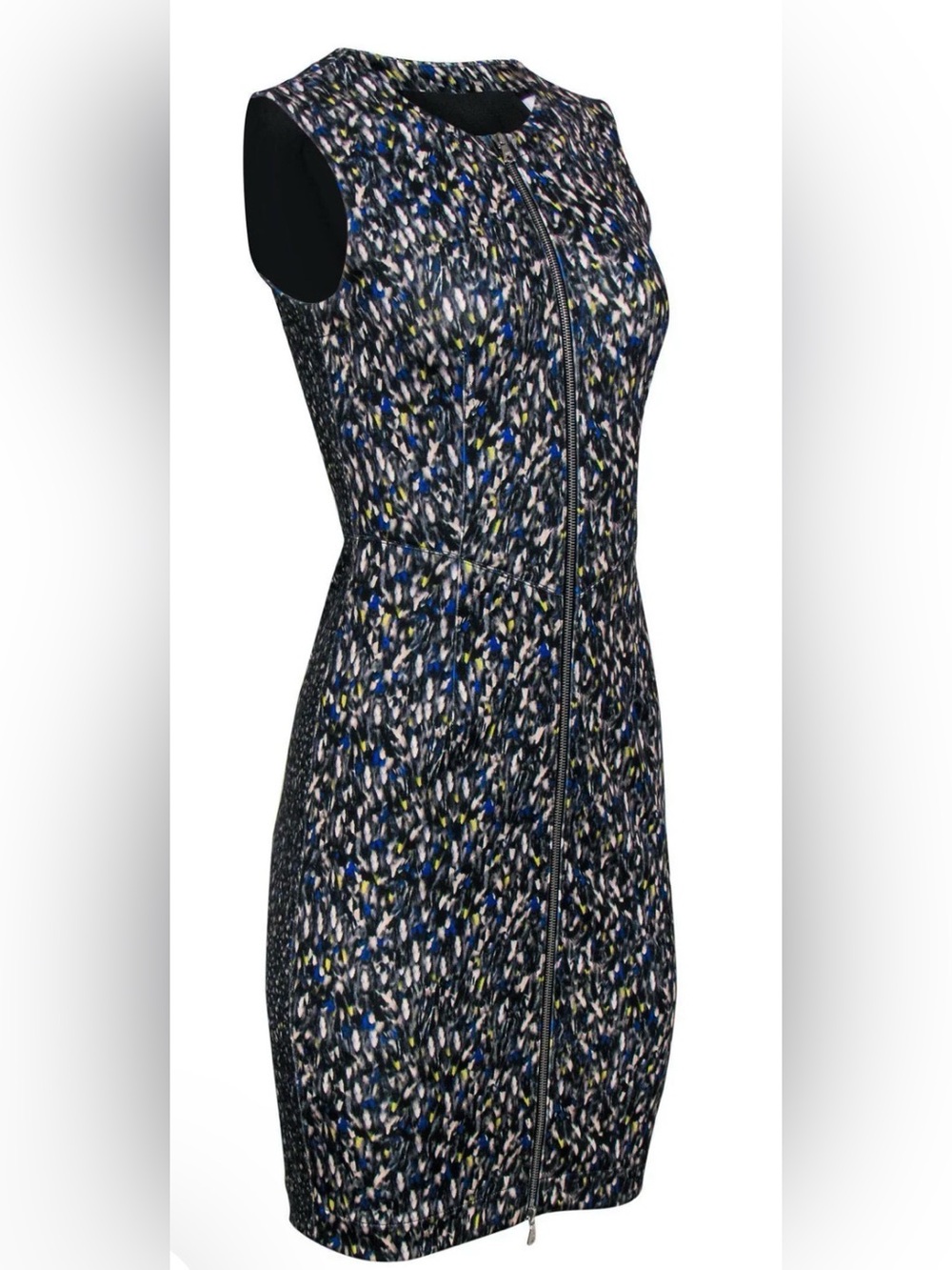 Yigal Azrouel - Speckled Multi Print Zippered Sheath Dress 4 - Picture 14 of 15